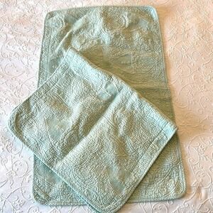 2 Raymond‎ Waites King Quilted Cotton Seafoam Green 20" X 36" Bed Pillow Shams